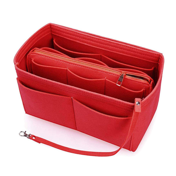 Väska med stor kapacitet Flerlagers förvaringsväska Filt liner Väska Filt kosmetisk väska Khaki 29*15*18cm