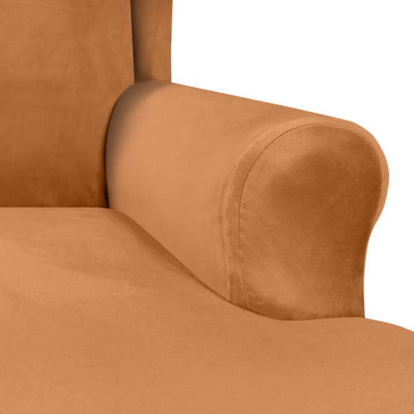 Hög elastisk mjuk mocka Wingback cover Halkfri enfärgad Stretch-skydd för sluttande arm King Back stol Camel