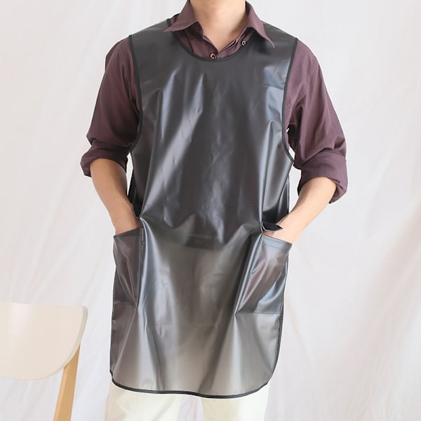 Vattentätt Transparent Förkläde Tpu Miljövänlig Köksbakning Djuraffär Spetsfri Overall Black Middle Length