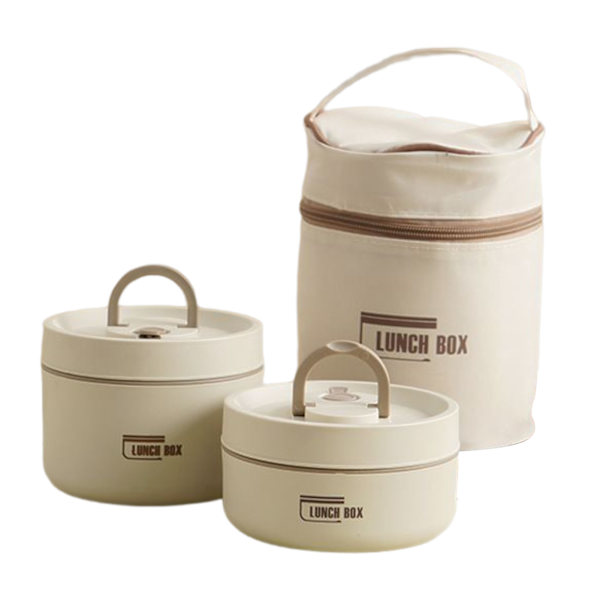 Bärbar isolerad lunchbehållare Set Multi-Layer Combination Picknick Lunch Box Beige 2 Layer
