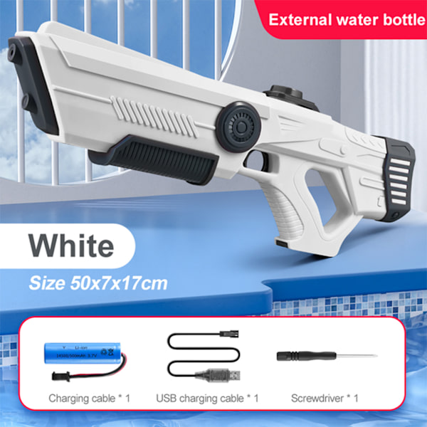 Barn Automatisk Water-Blaster Pojke Elektrisk Vatten Barn Vattenkampleksaker Plast Vattenleksak White