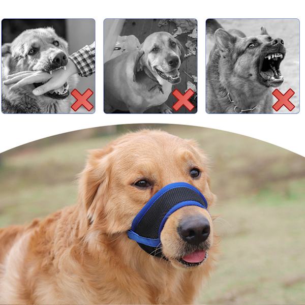 Anti-bite Mesh Nosparti För Hund Justerbart Andas Hund Cover För Utomhus Blue M