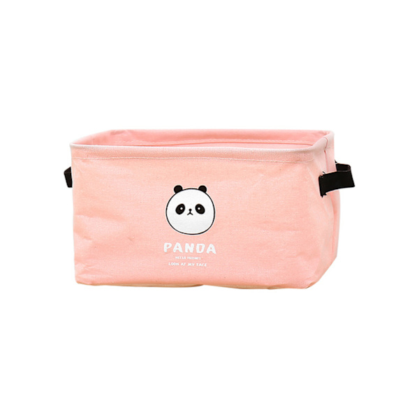 Panda förvaringskorg Enkel tyg Vikbar fyrkantig låda Hemma bomull och linne förvaring fyrkantig låda Pink