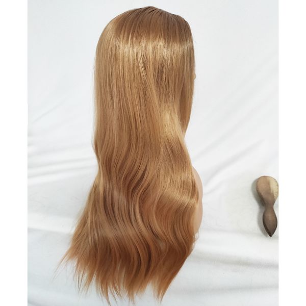 Dam Gradient Blond Lång Lockig Peruk Syntetisk vågigt hår Värmebeständig peruk Glod
