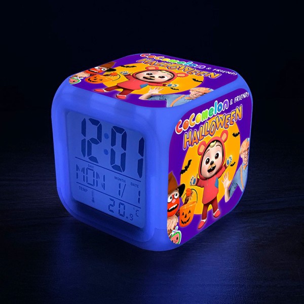 CoCoMelon7 Colors LED Digital Väckarklocka Multifunktionstermometer Byter nattljus 01