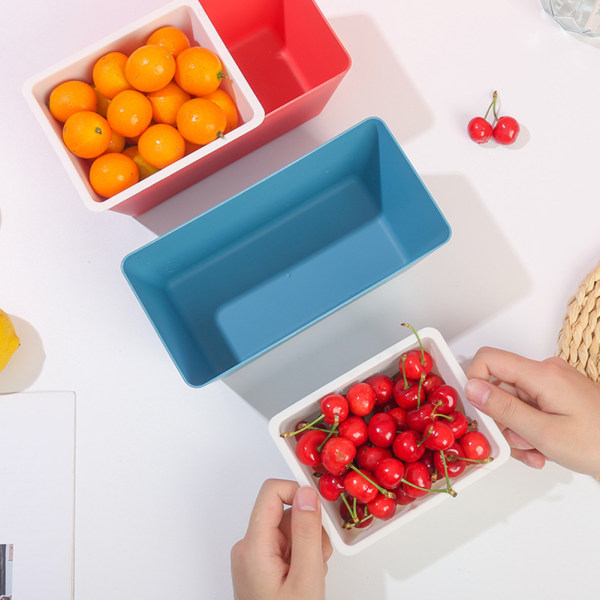 Multifunktionell dubbellagers snackbox Hem fyrkantig urlakningsbar fruktbricka Blue Double Layer