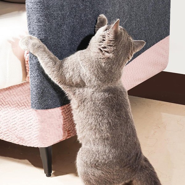 Hushållsskärbar självhäftande kattskrapsmatta Reptålig soffa Skyddsdyna Kattungar tillbehör Dark Grey Large