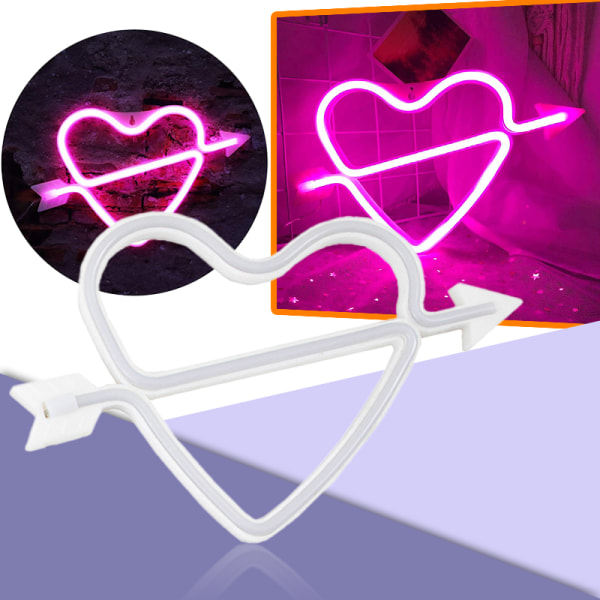Hjärtformade neonskyltar USB/ batteridriven akrylväggdekor Dekorativ hematmosfär LED nattlampor för tjejer