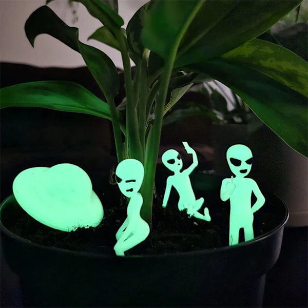 Söt glödande i mörkret Växttillbehör Alien Planter Snyggt dekorativt hantverk för skåp Skrivbord Gård Blue