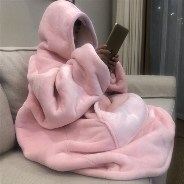 Varm tjock TV-ficka Huvfilt Vintersoffa Filtar Flanell Fleece Unisex All Adult Codes Are Navy Blue