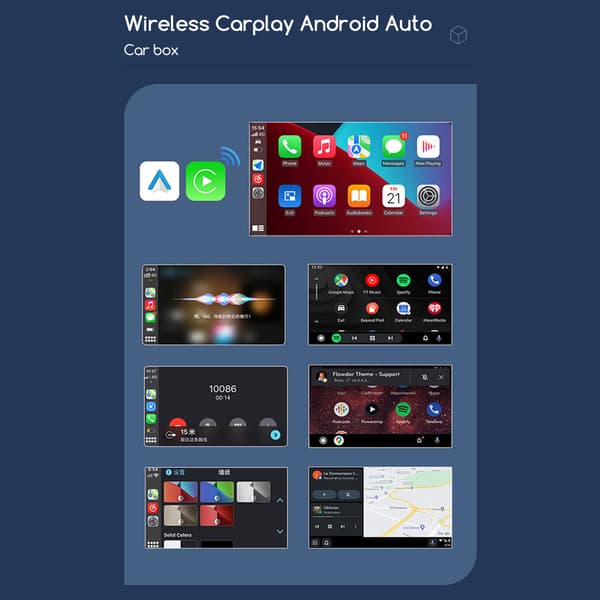 2-i-1 trådløs CarPlays Androids Auto kablet til trådløs adapter Smart USB-dongle Black