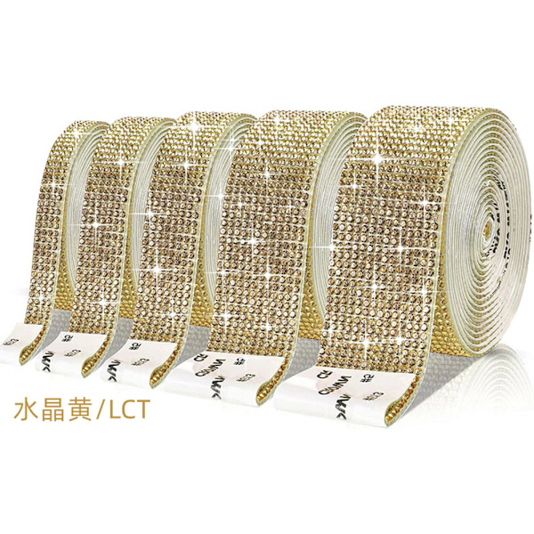 DIY Rhinestone självhäftande band Lätt att använda Kristaller Dekorationsremsor för hantverk Crystal Yellow 12 Rows