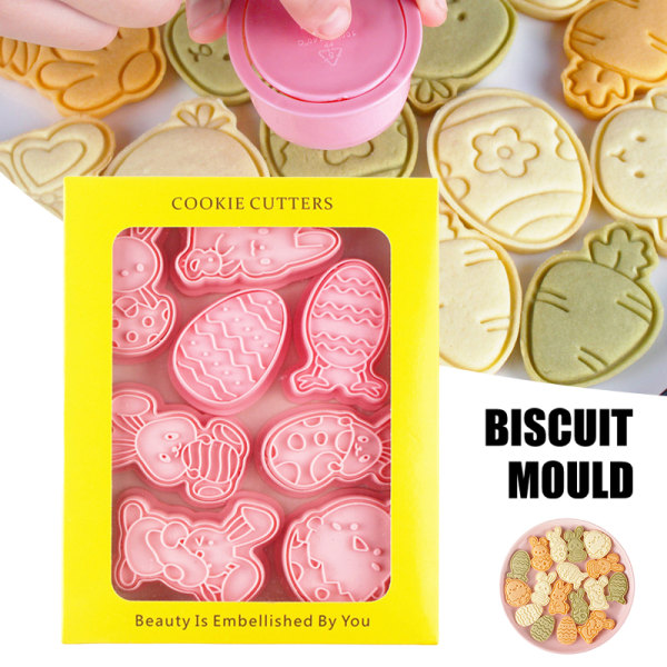 3D-påskkakaschabloner Fleranvändbara gör-det-själv-fondantkaka Godiskakskärare Praktiska köksbakprylar Easter C Set