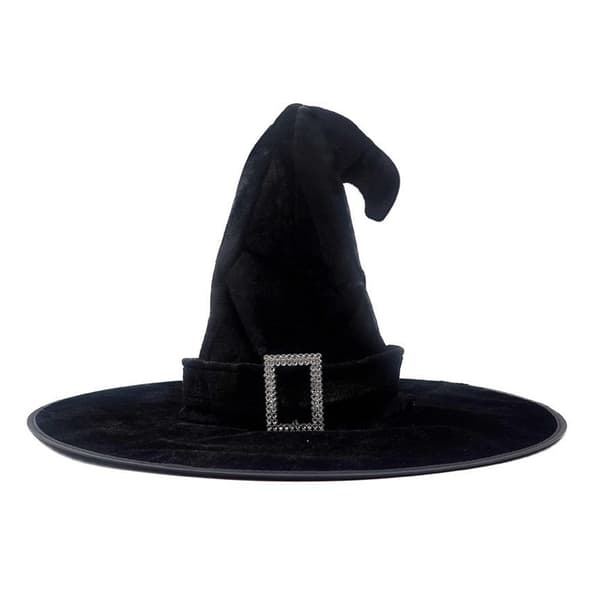 Halloween böjd hornhatt Festhatt Häxhatt Trollhatt Garnhatt Printed Pumpor Hat Black Tip Hat Black Webbing With Silver Buckle Angled Cap