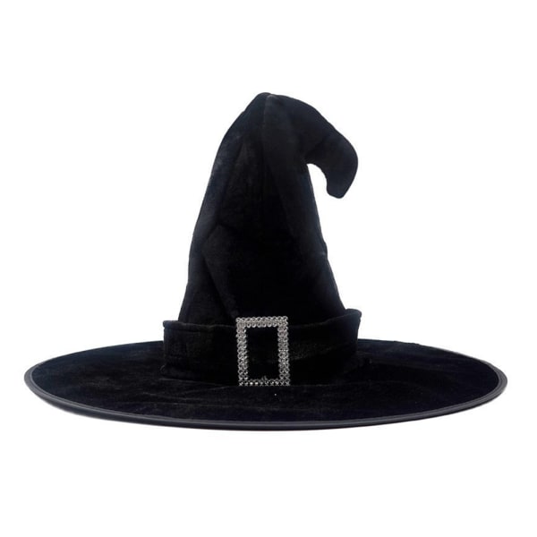 Halloween böjd hornhatt Festhatt Häxhatt Trollhatt Garnhatt Printed Pumpor Hatt Svart spetshatt Green Webbing With Silver Buckle Angled Cap