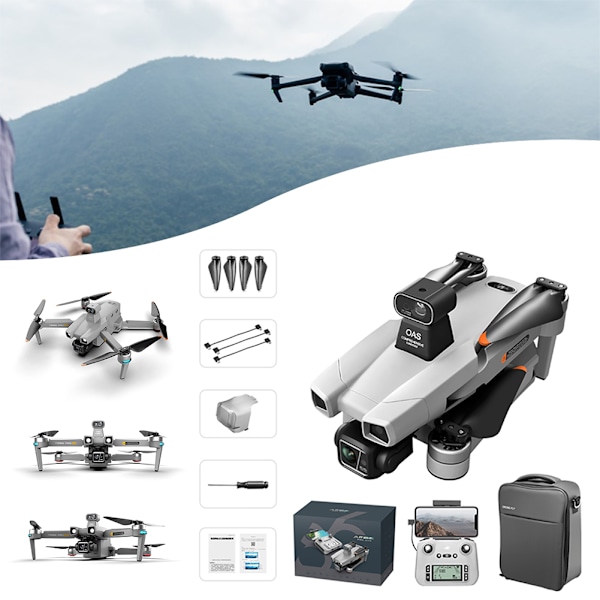 Mini Borstlös Positionering Flygande Drönare Extra Lång Uthållighet Quadcopters Leksaker Nyhet Födelsedagar Present Grey 8K 1B
