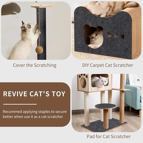 Hushållsskärbar självhäftande kattskrapsmatta Reptålig soffa Skyddsdyna Kattungar tillbehör Light Gray Large