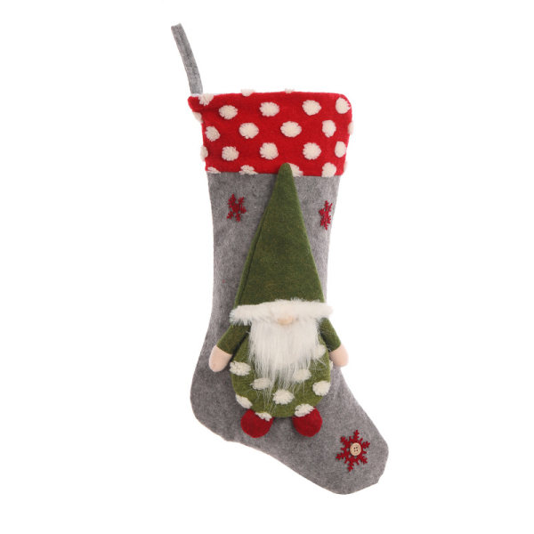Julstrumpa med 3D-tomtar Santa Loop Design Hållbar Långvarig Lättvikt Bästa presenten till jul nyår Grey Pocket Stripe
