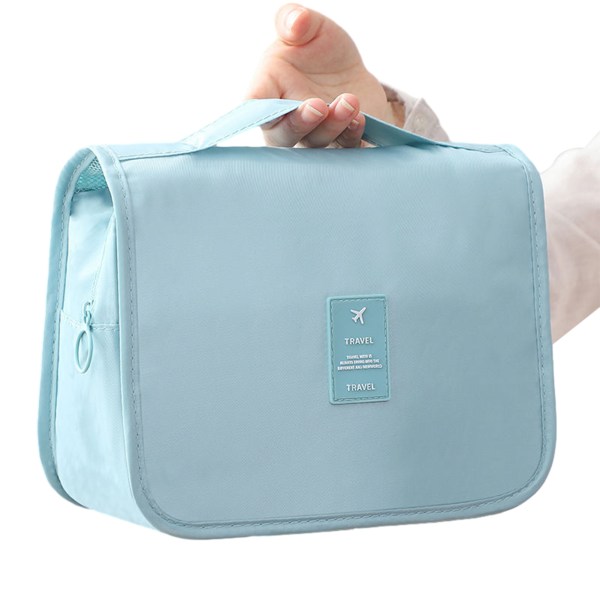 Bärbar kosmetisk väska i kypert Lätt necessär med stor kapacitet för utomhusresor Light Blue