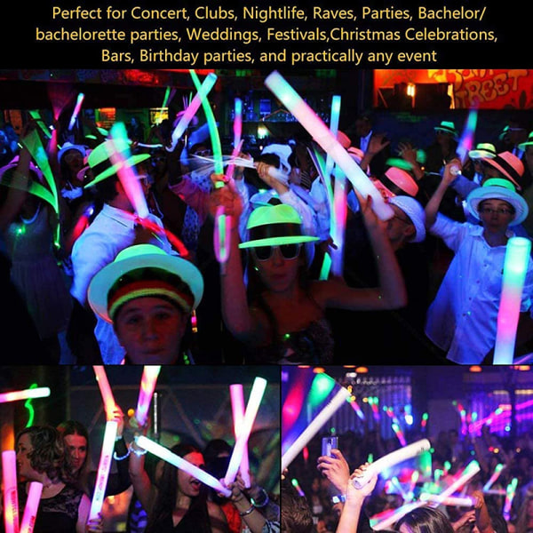 Färgglada LED Foam Stick Portable Blinkande Foam Glow Sticks Kreativa festtillbehör till jul Halloween födelsedag Colorful 30pcs