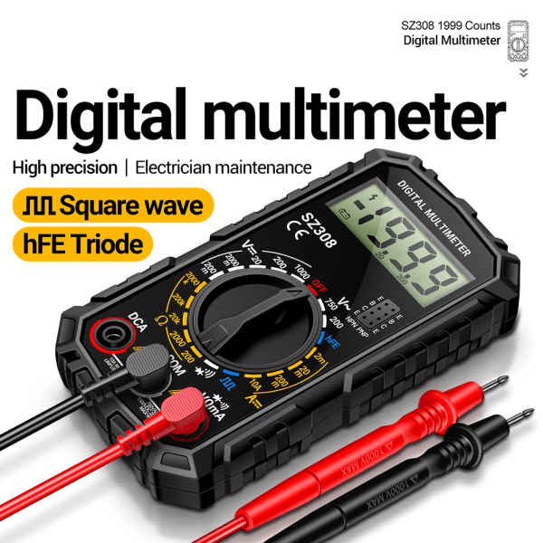 Squared Waves Digital Multimeter Helautomatisk elektrisk testare Home Testing Instruments Black