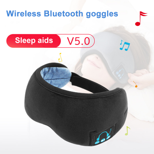 Sleep Wireless 5.0 Bluetooth hörlurar Ögonmask Musik Resor Sovhörlurar Handsfree Sovmask Black