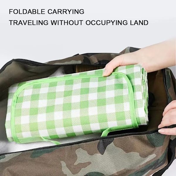 Vattentäta hopfällbara filtar Stängbar mode picknickmatta för utomhuscampingstrand Yellow Plaid 150 * 200cm