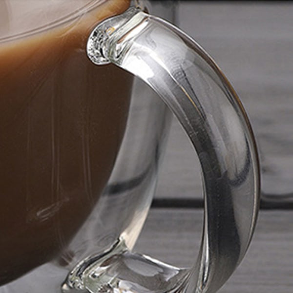 Kaffe Te kopp dubbelvägg glasmugg för hemmakontor dricksvatten med handtag L