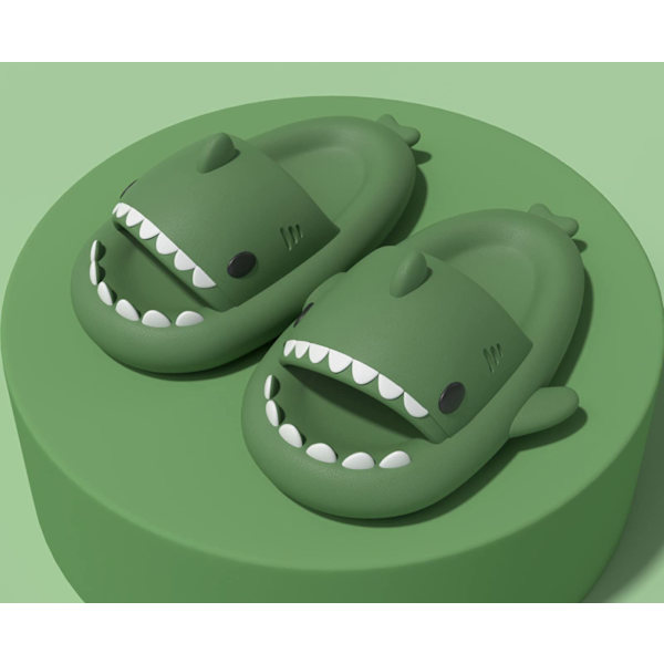 Haj Tofflor Badtofflor EVA Shark Tofflor Barn Dam Herr Mjuka Foppatofflor Sandaler Innetofflor Green 24-24.5cm