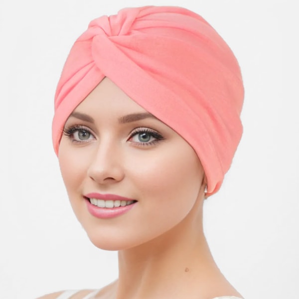 Stretch turbanhatt med korsade vridna design Bekväm mångsidig huvudbonad för damer Pink