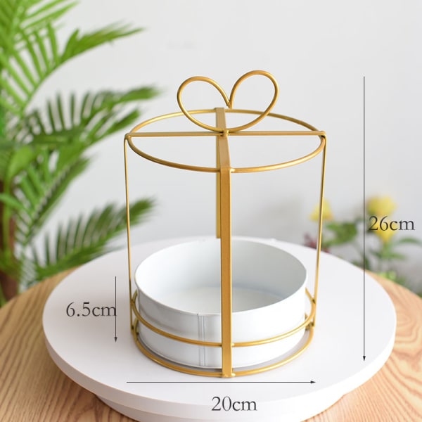 Nordic Portable Järn Dekorativ Blomkorg Planterare Smidesjärn Geometrisk växtkruka Hem Vardagsrum Kontorsinredning Mini Portable Gold white Box