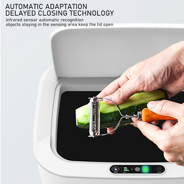 Automatisk sensor papperskorg Stor kapacitet soptunna med lock för kök 16L Dark Gray Charging Version
