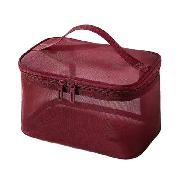 Bärbar Mesh Rese Kosmetisk Förvaringsväska Stor Kapacitet Lätt Toalettväska För Hem Hotell Makeup Single Layer