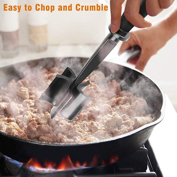 Hamburger Kötthacker Värmebeständig ABS Nonstick Beef Masher Hållbar fräs Black