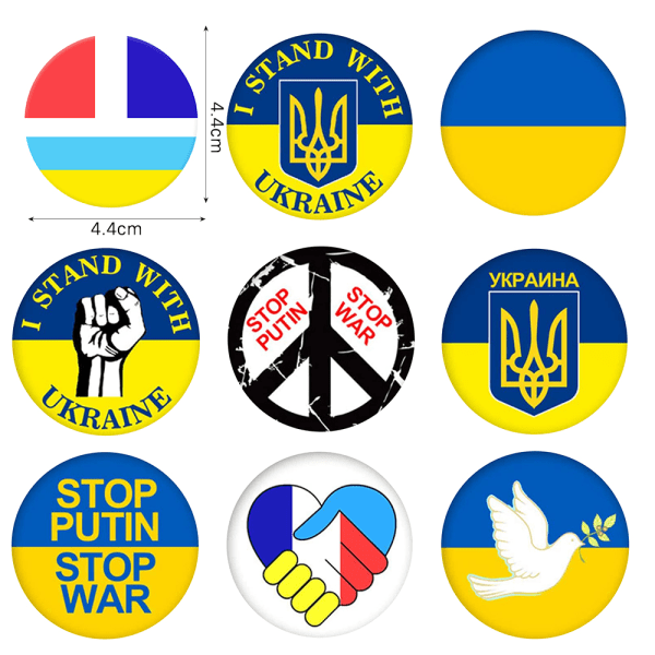 Ukraina Flagga Badge Internationell politisk syn Metall Pin Button För Klädväska 6