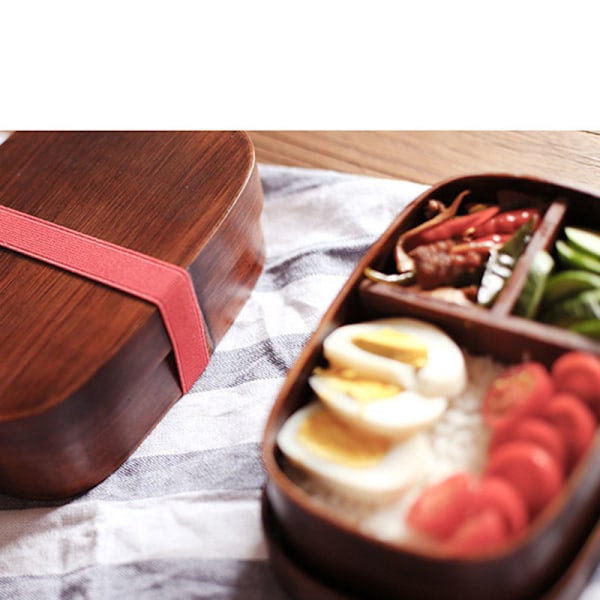 Japanska Bento-lådor Trä Lunchlåda Handgjord Sushilåda i naturligt trä Bordsskål Matbehållare