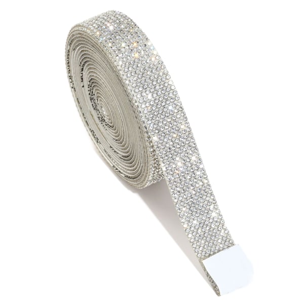 Glänsande Kristall Strass Tejp Crystal Rhinestone Tapes Stark Självhäftande Tejp för DIY-Dekoration White 1cm
