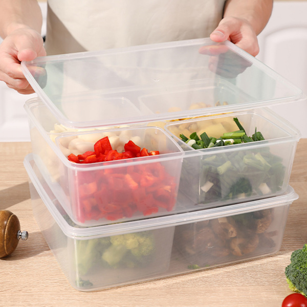 Multipurpose 4 i 1 konserveringsbox Set förseglad kyld organizer med lock Transparent