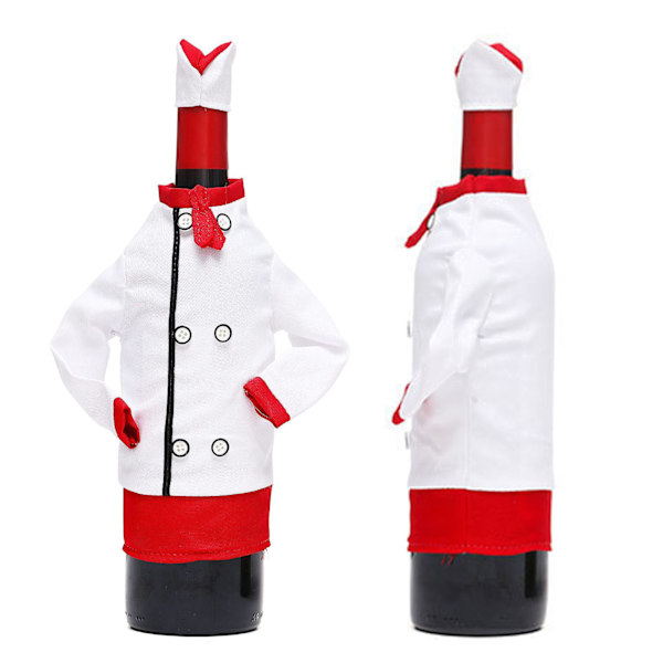 Christmas Wine Bottle Cover Creative Chef Kläder Hatt Bottle Topper Dekoration Button