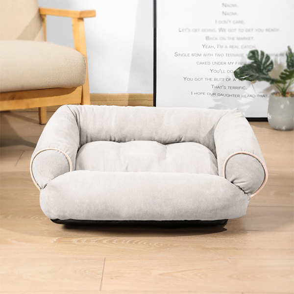 Solsäng Maskintvättbar Supermjuk plysch fluffig värmande husdjurssäng Light Grey S