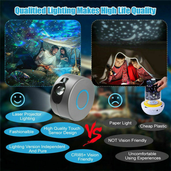 Fjärrkontroll Star Projector, Galaxy Night Light, USB lampa för hem, bar, café, restaurang, bröllop, fest, dekoration grå