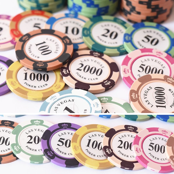 Chips med flera valörer Bärbara spel-chips Las-vegas mynt för kasinon 10 Face Value