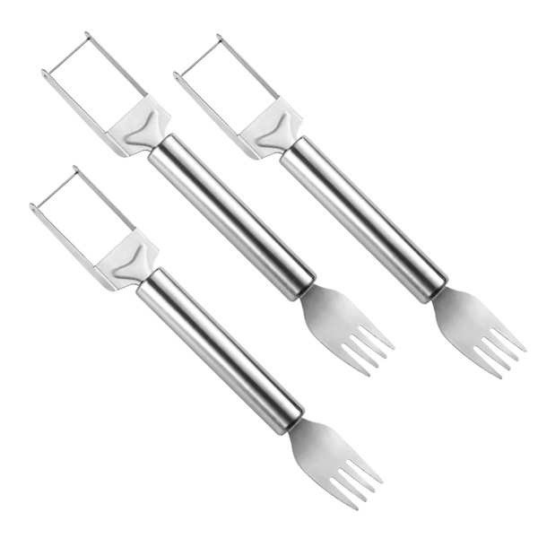 2 i 1 vattenmelon skärgaffel med ergonomiskt grepp Enkel rengöring Återanvändbara fruktskärare för sommarfest round 3pcs
