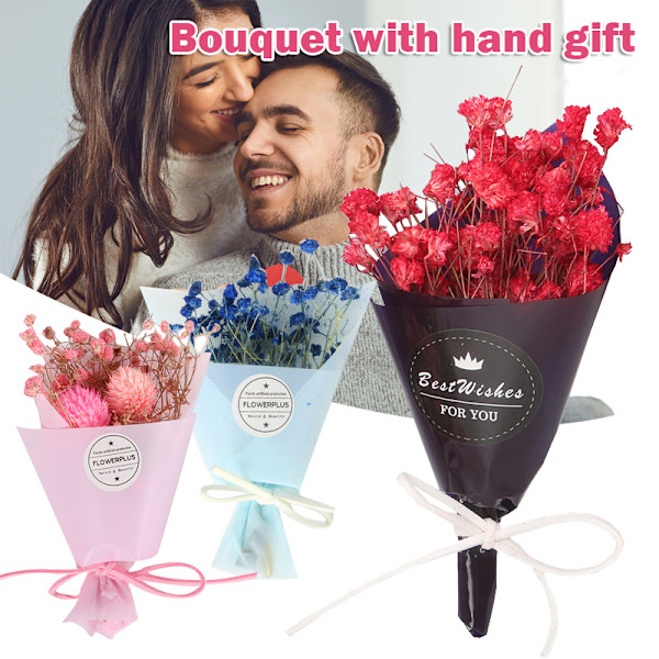 Mini torkad blombukett presentförpackning Skräddarsydd present till alla hjärtans dag jul mors dag MH.01