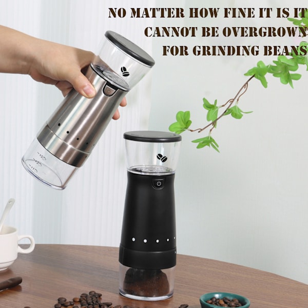 Elektrisk automatisk kaffebönkvarn Praktisk synlig återanvändbar kvarn för kaffeälskare Black