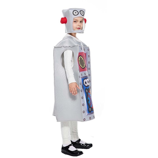 Robot Cosplay Kostym Set för Barn Festival Tema Fest Kläder Halloween Scenföreställning Kläder One size fits all