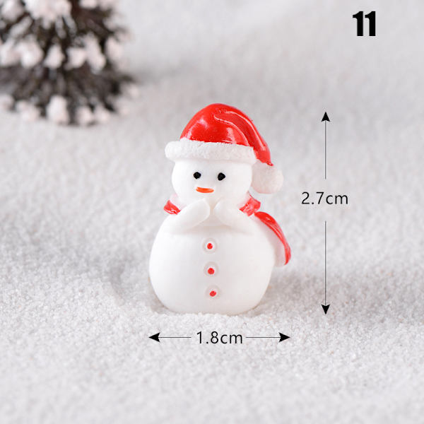 Jultema DIY Mini miniatyrfigur Trädgårdsdeko Jultomten Snögubbe Mikrolandskap för juldekoration 11