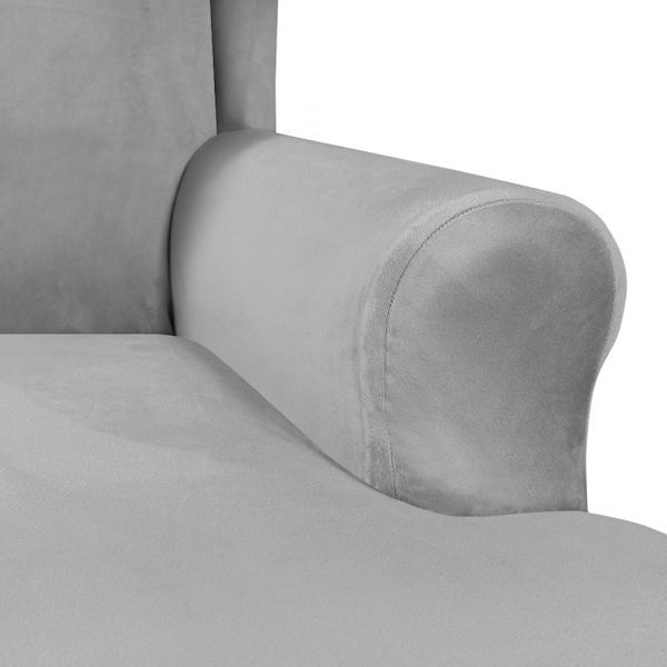 Hög elastisk mjuk mocka Wingback cover Halkfri enfärgad Stretch-skydd för sluttande arm King Back stol Camel