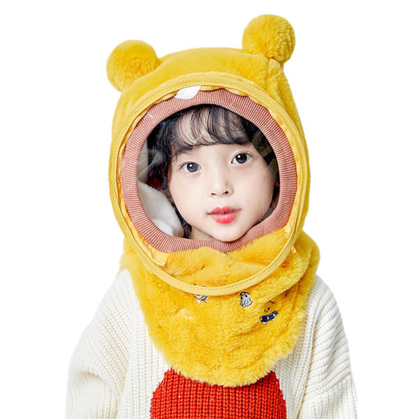 Söt tecknad mask cover hatt Anti-dimma värmande utomhus hatt för shopping Yellow Planet