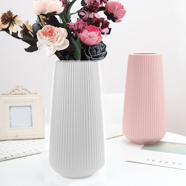 Okrossbara plastvaser Enkelt blomsterarrangemang Behållare Hemmakontor Desktop Modern inredning Nyskapande Dekorativ White
